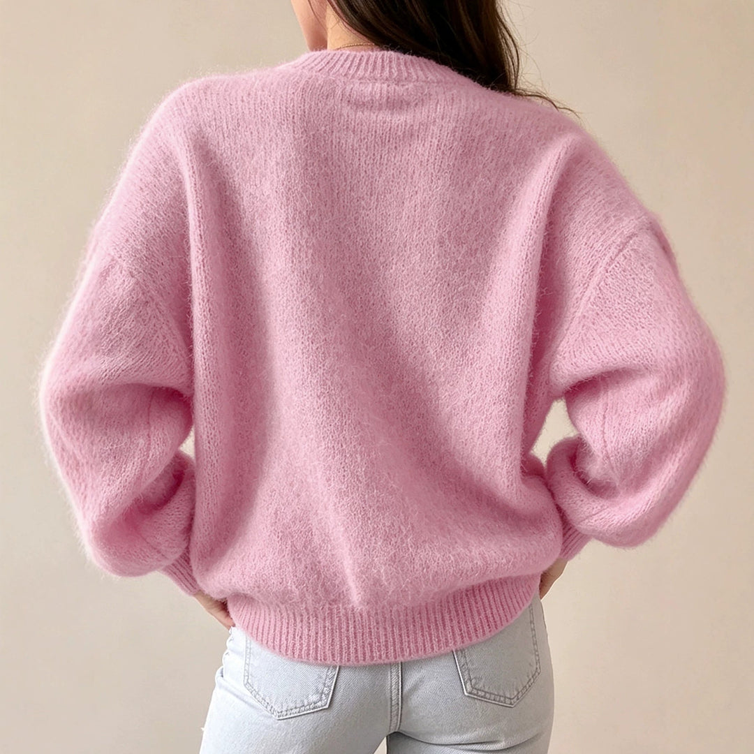 Women's Oversized Round Neck Sweater - Soft and Comfortable