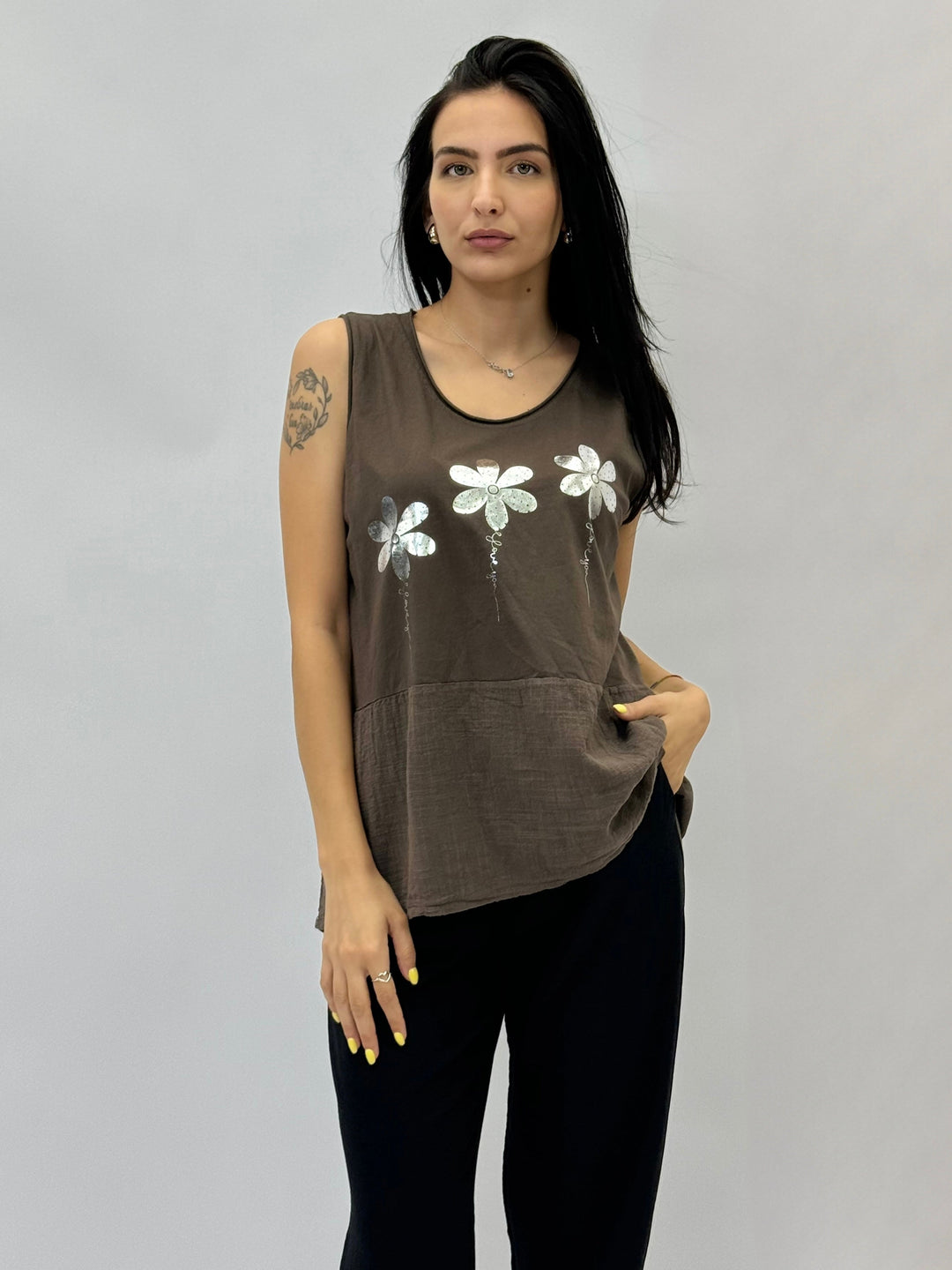 Hester™  |  Sleeveless Top Floral Detail
