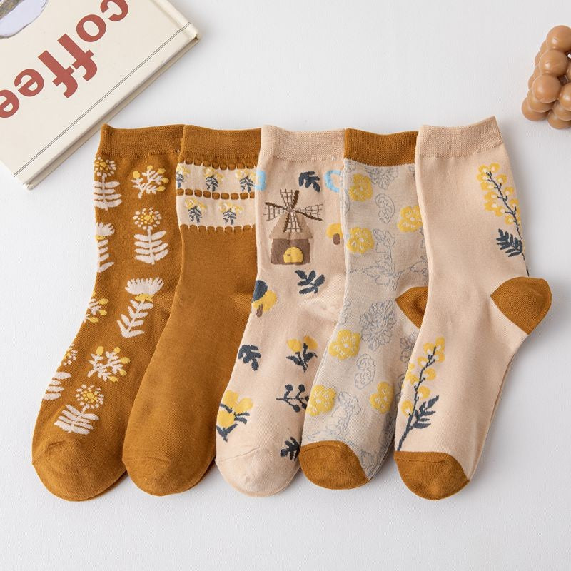 Set of 5 Pairs of Flower Socks - Elena Harper