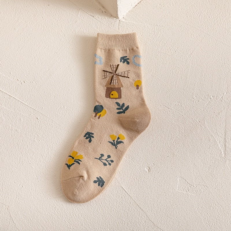 Set of 5 Pairs of Flower Socks