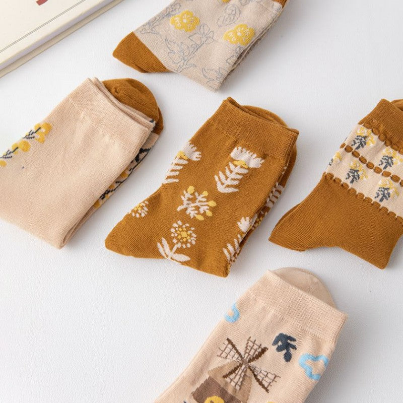 Set of 5 Pairs of Flower Socks, view 4 - Elena Harper
