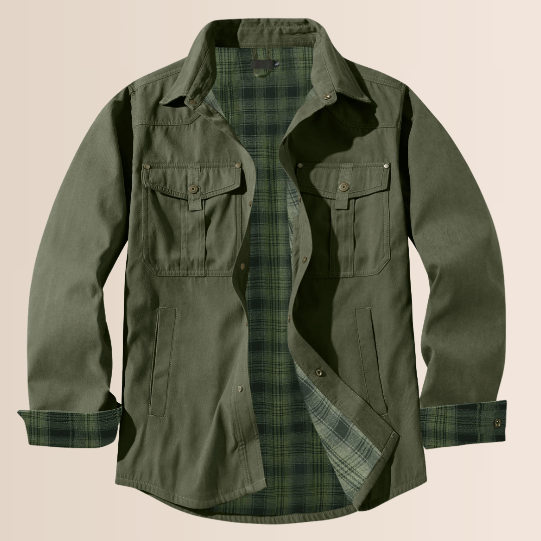 Men's Shirt Jacket with Zipper and Chest Pockets