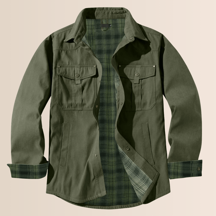 Men's Shirt Jacket with Zipper and Chest Pockets