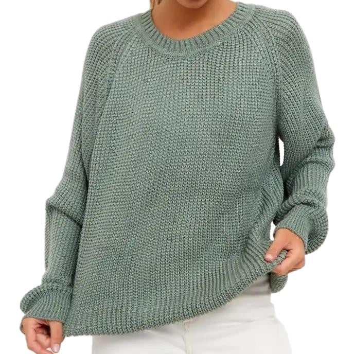 Women's Solid Knit Sweater - Comfortable and Warm Fit