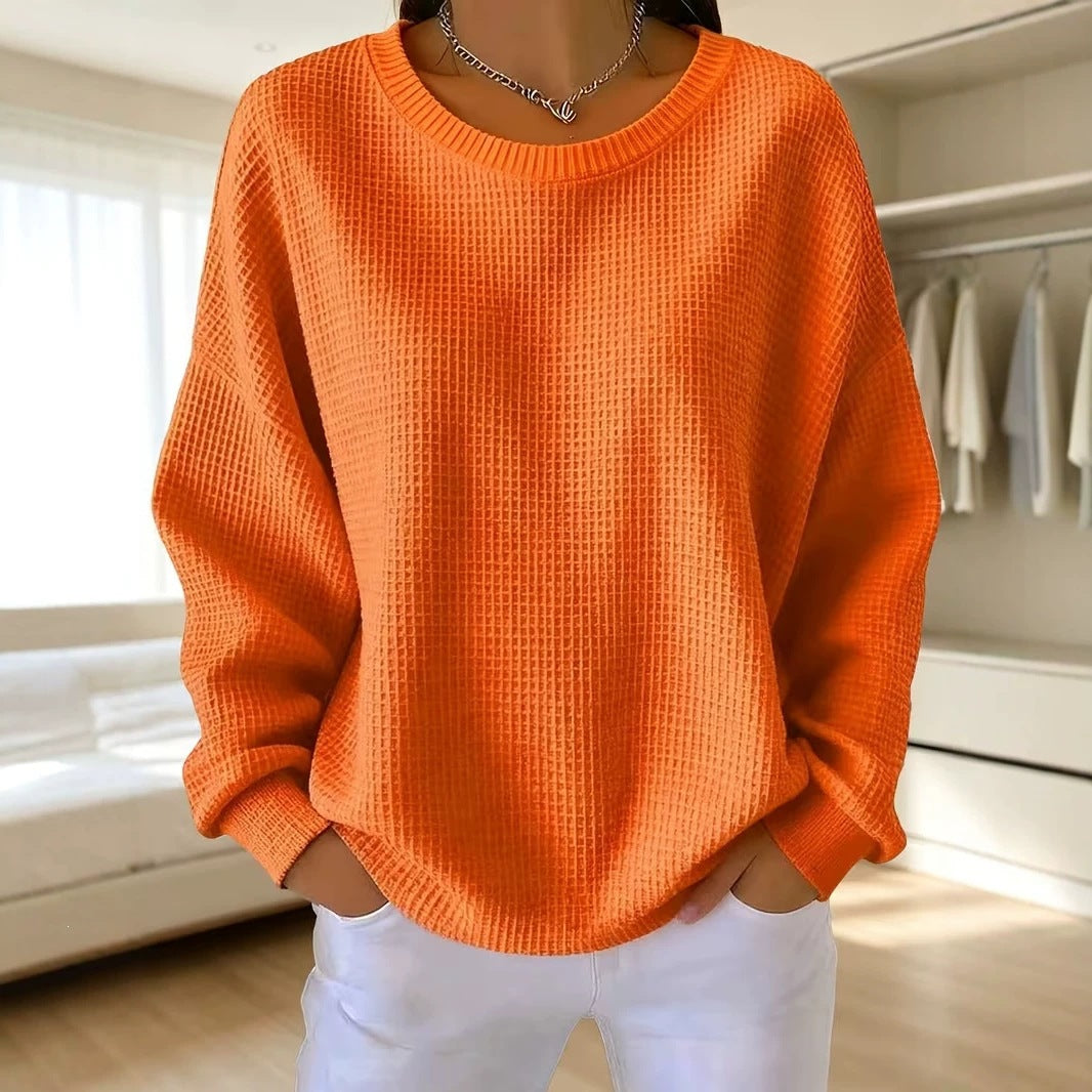 Women's Waffle Patchwork Sweatshirt - Soft and Casual