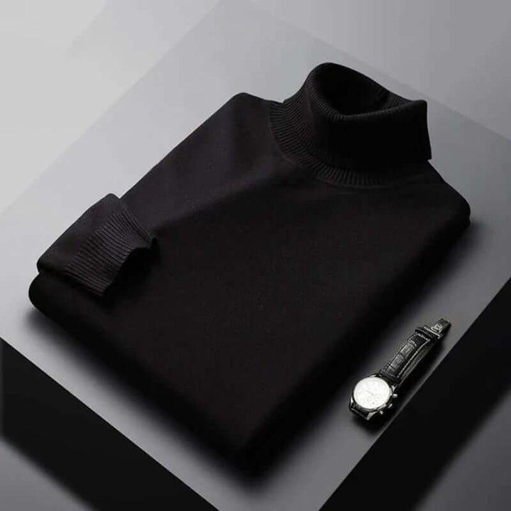 Men's Slim Fit Knitted Turtleneck Sweater, view 3 - Elena Harper