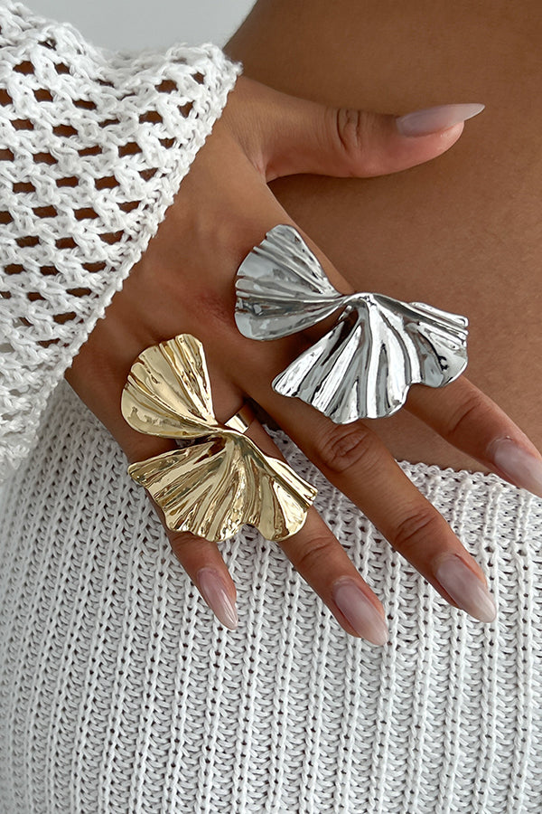 Fashion Irregular Ginkgo Leaf Shape Alloy Ring