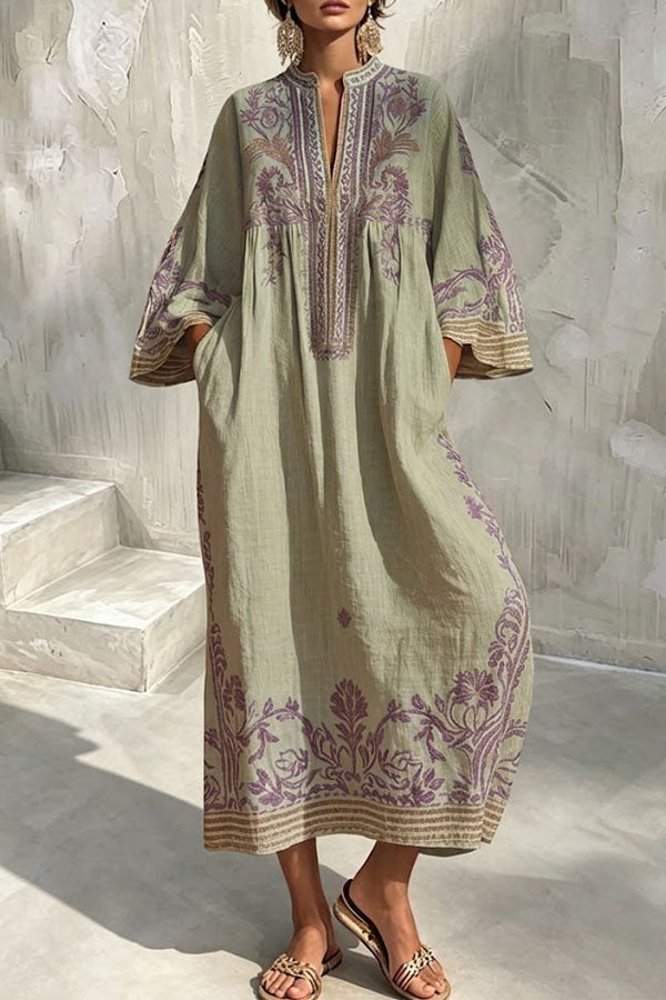 The Sage & Lavender Embroidered Kaftan