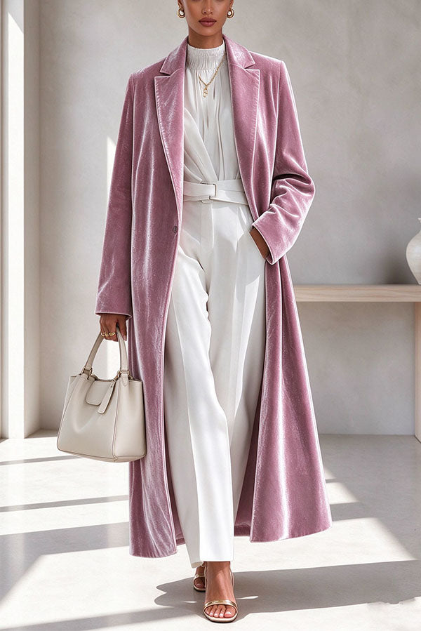 The Velvet Elegance Long Overcoat