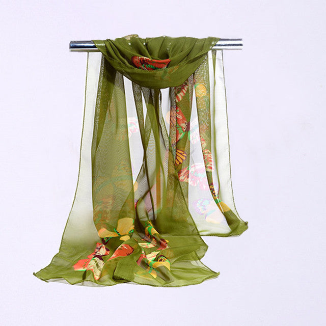 Silk Scarf with Butterfly Print