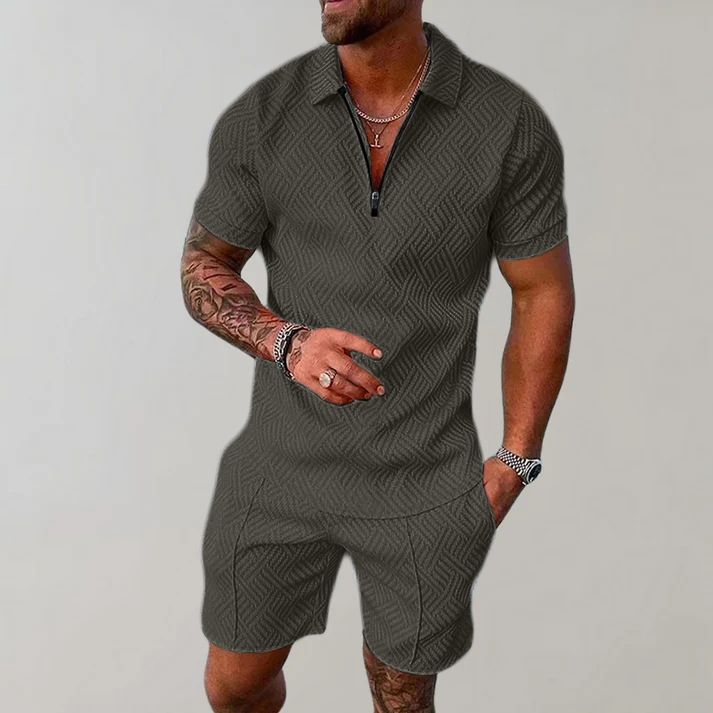 Noah | Modern Polo Shirt and Shorts Set with Sporty Zip Collar