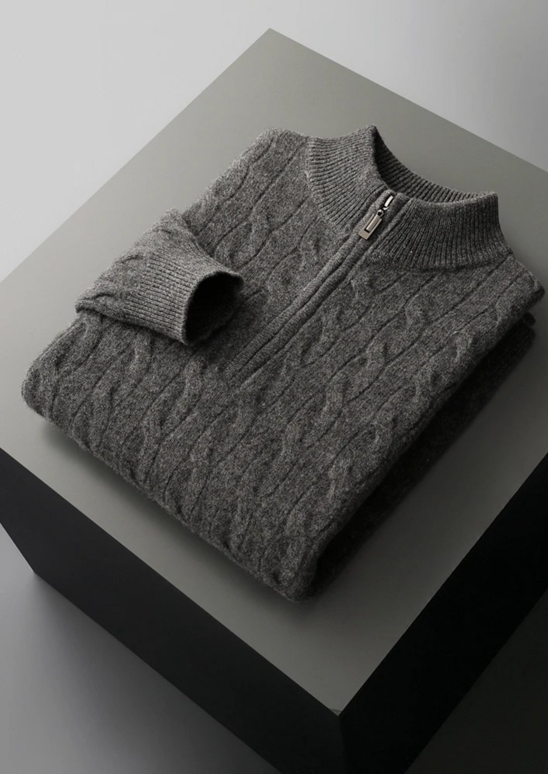 Emma & Rose wool cable knit half-zip sweater — premium knitwear