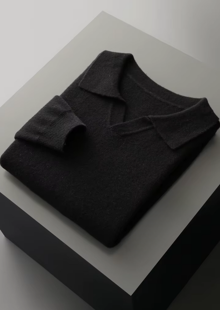 NOBA WOOL RIBBED BUTTONLESS POLO