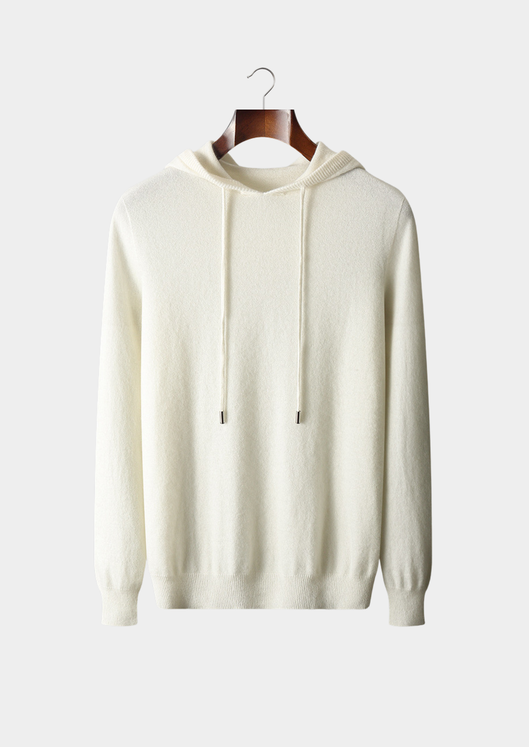100% CASHMERE HOODED SWEATER.