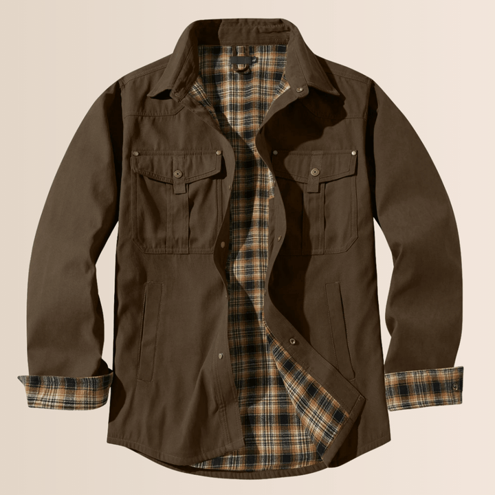 Men's Shirt Jacket with Zipper and Chest Pockets