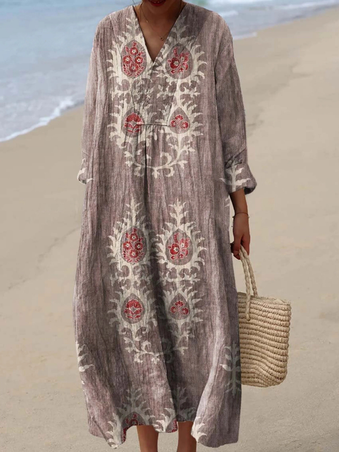 Vintage Ethnic Floral Art Print Dress, view 5 - Elena Harper