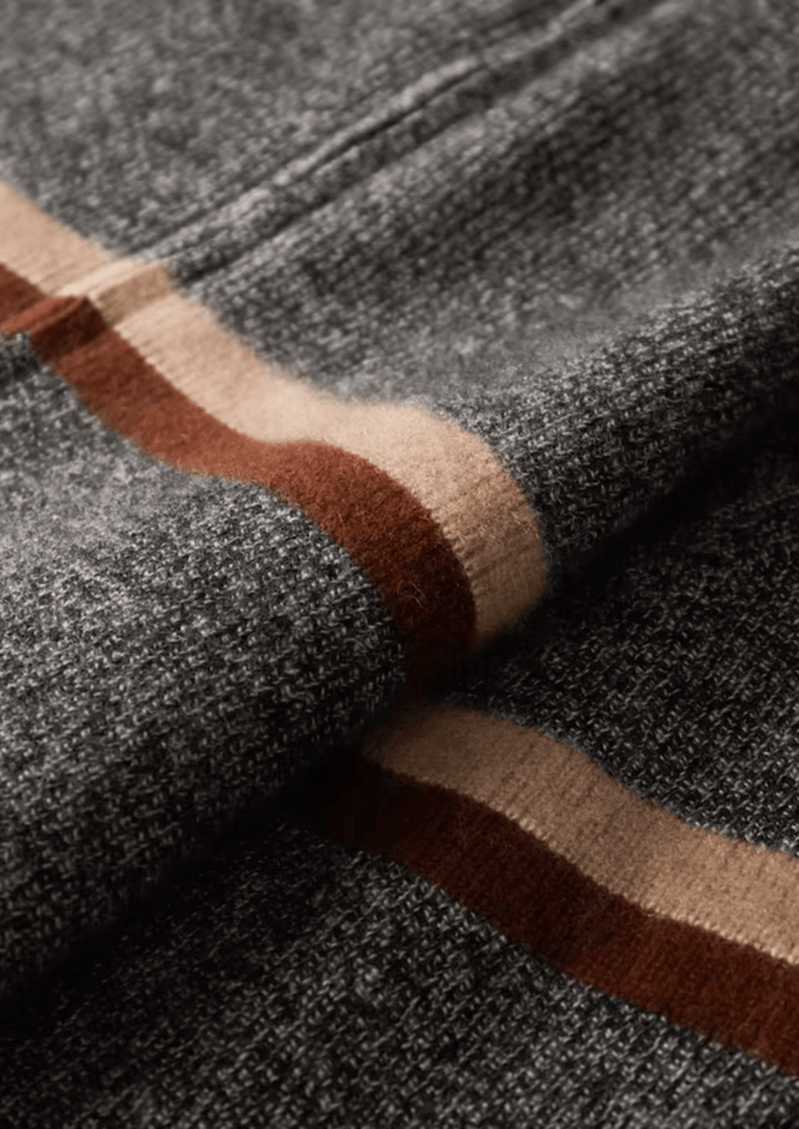 Emma & Rose cashmere striped zip cardigan — premium knitwear