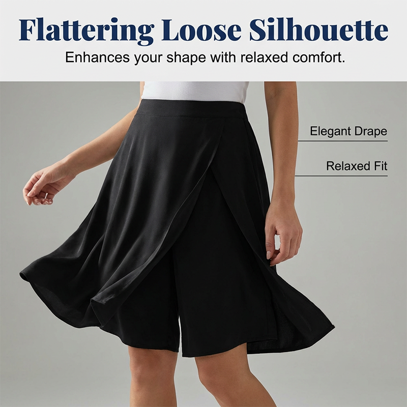 Women's Short Skirt with Elastic Waist, Asymmetrical Cut, Summer - Elena Harper