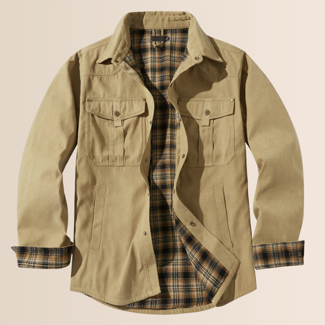 Men's Shirt Jacket with Zipper and Chest Pockets