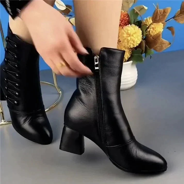 Angelica™ The New High-Heeled Short Leather Boots