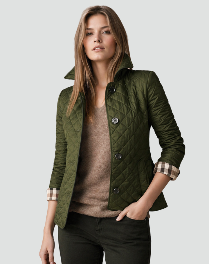 Women's Quilted Jacket with Shirt Collar - Elegant and Practical