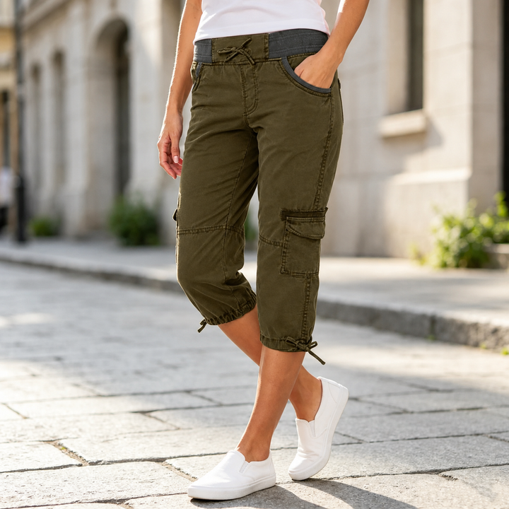 Els High-Waisted Cargo Capri Pants - Elena Harper