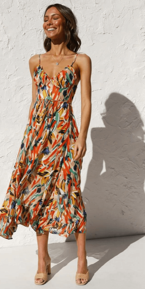 Women's Sleeveless V-Neck Flowy Midi Dress