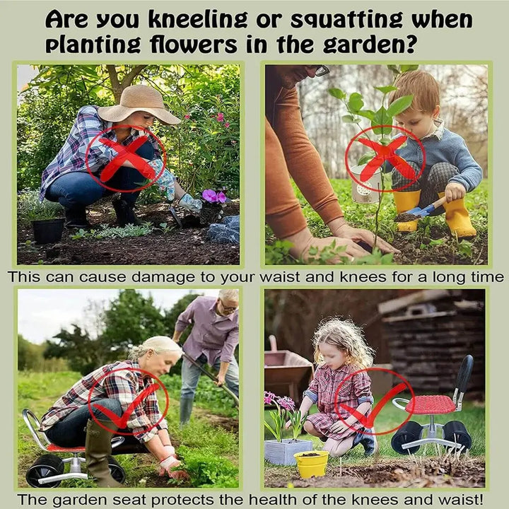 360° Rotating Gardener's Stool with Adjustable Height Comfortable Gardening Without Bending, view 4 - Elena Harper