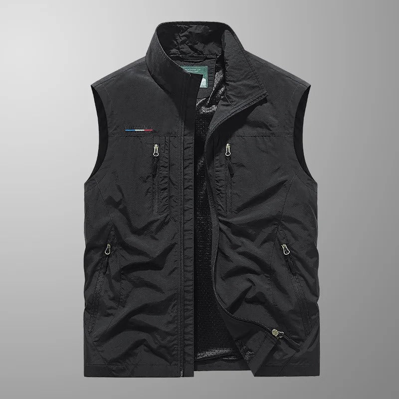 Men's Zip-Up Bodywarmer with High Collar - Practical and Versatile