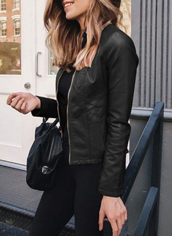 Tailored Leather Jacket for Women, view 2 - Elena Harper