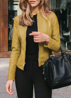 Tailored Leather Jacket for Women, view 4 - Elena Harper