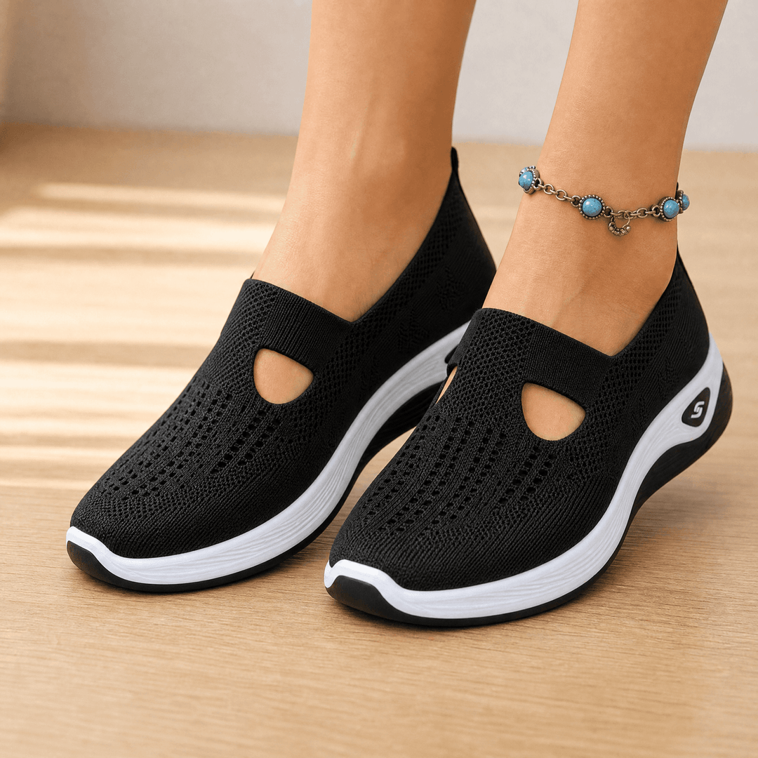 Amelia Breathable Slip-On Sneakers with Cushioned Platform Sole, view 2 - Elena Harper