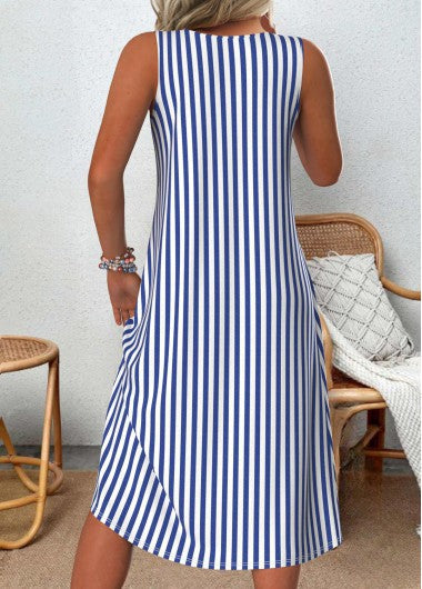 Emeely Sleeveless casual dress with striped pattern - Elena Harper