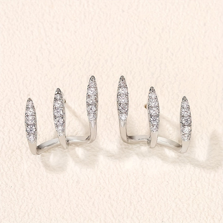 Elegant Rhinestone Three-Claw Earrings