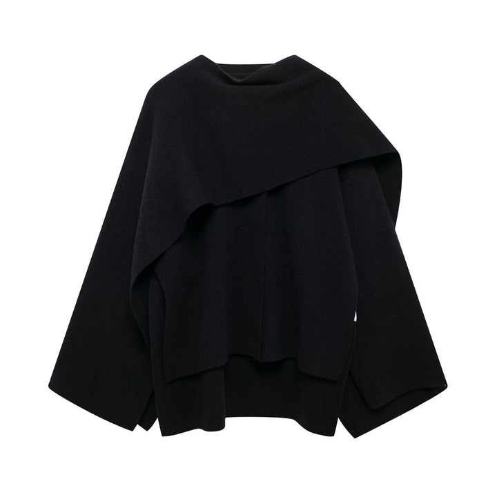 Elegant Cape Scarf for Women – Oversized Asymmetrical Knit Coat