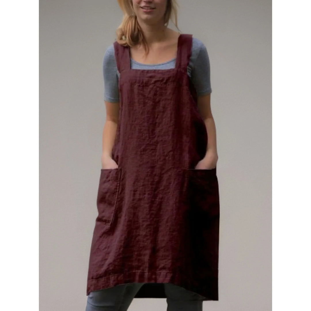 Women's Apron Dress Stylish Casual Dress with Pockets, view 5 - Elena Harper