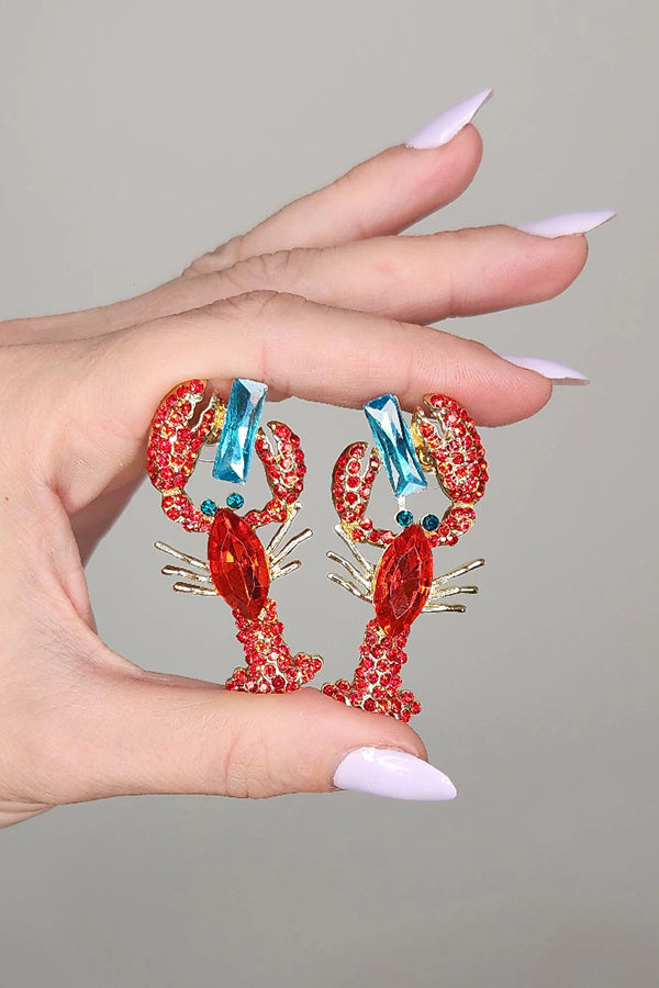 Fashionable Diamond Lobster-shaped Holiday Earrings
