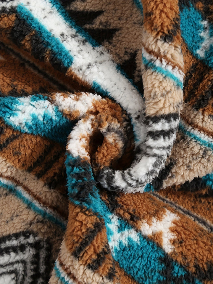 Rowan Patterned Quarter-Zip Pullover, view 8 - Elena Harper