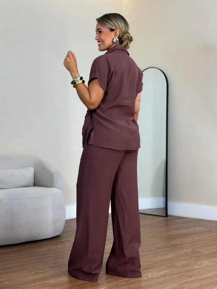 Lorie Elegant Two-Piece Set with Front Tie, view 7 - Elena Harper