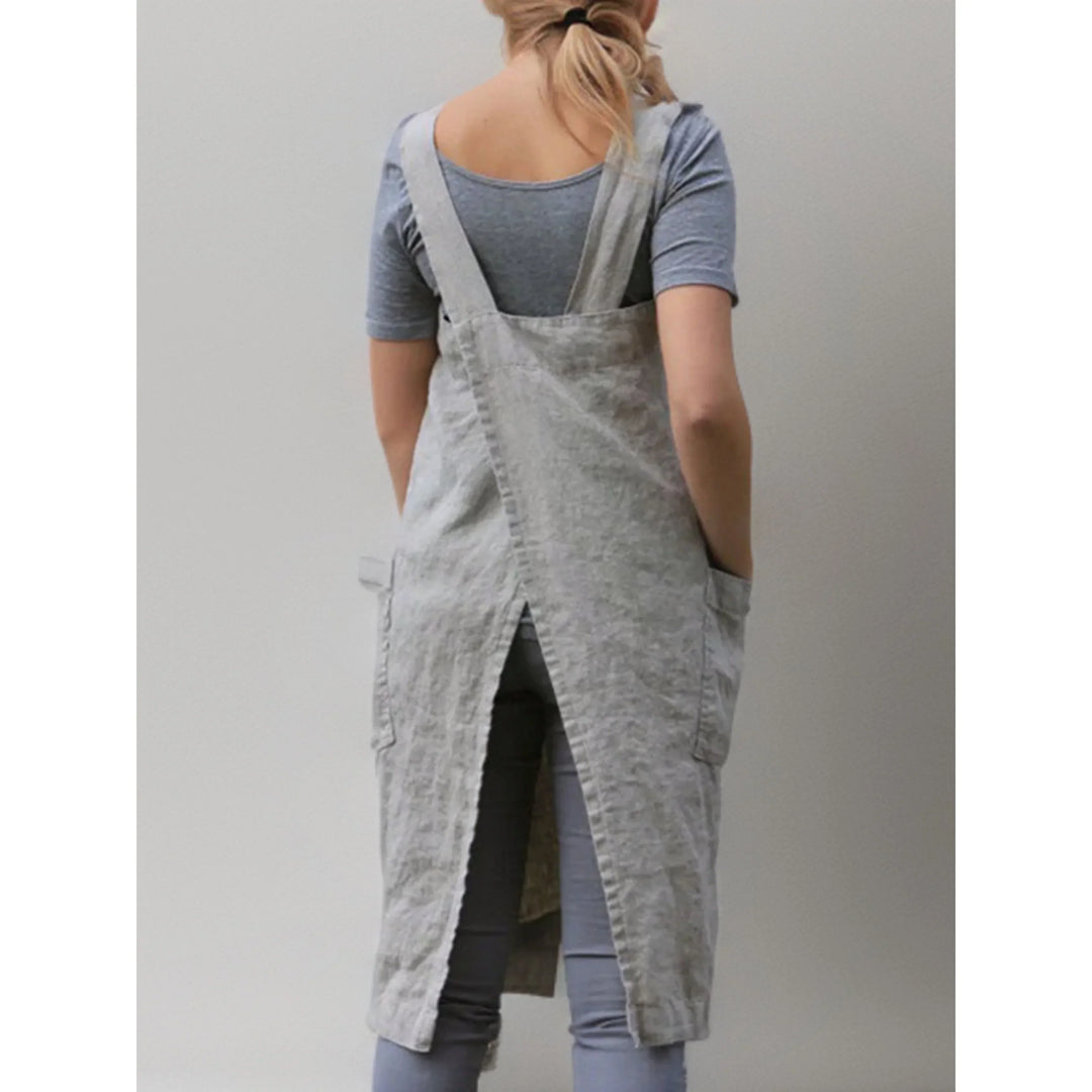 Women's Apron Dress Stylish Casual Dress with Pockets, view 4 - Elena Harper