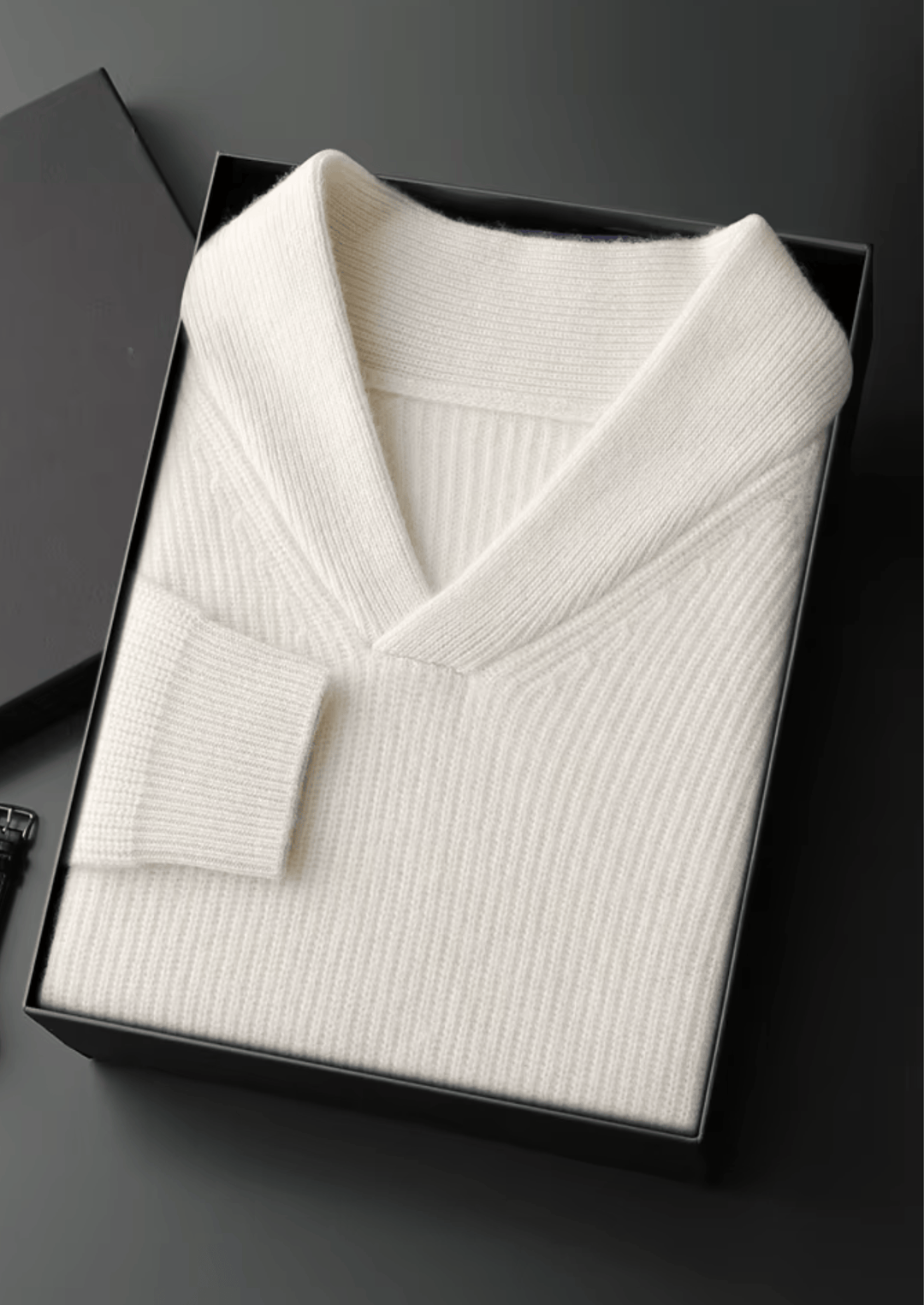 Emma & Rose ribbed cashmere V-neck sweater — premium winter knitwear