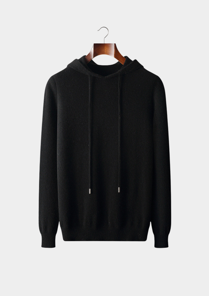100% CASHMERE HOODED SWEATER.