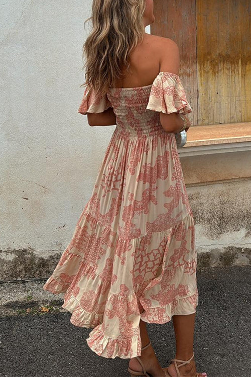 Vee™ | Off-Shoulder Smocked Midi Dress