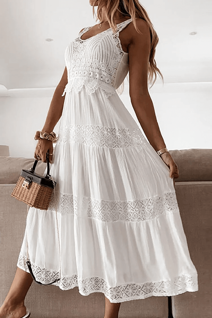 Lace V-Neck Dress, view 2 - Elena Harper