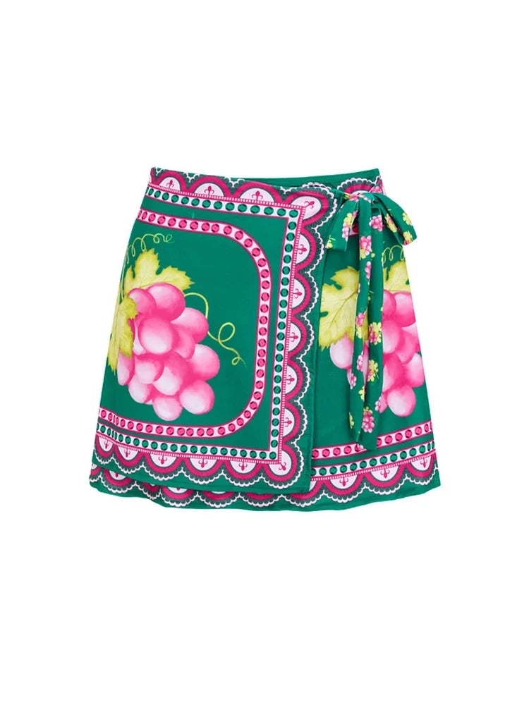 Ruffled Ruched One-Piece Short skirt Set