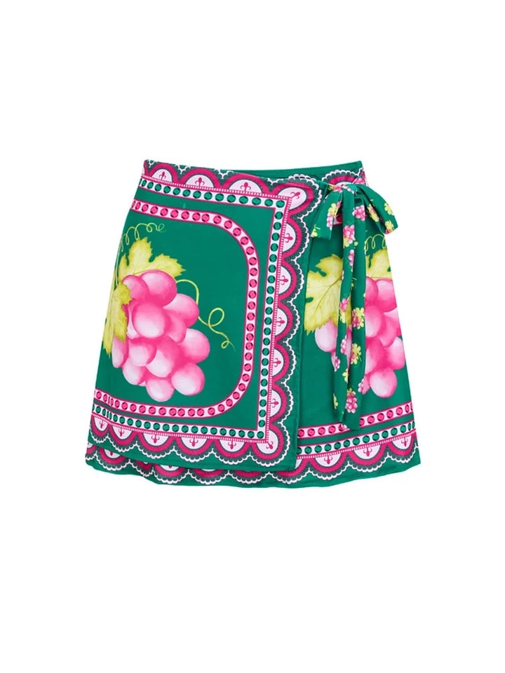 Ruffled Ruched One-Piece Short skirt Set