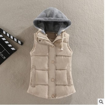 Women's Tailored Thermal Vest with Hood and Snap Button Placket