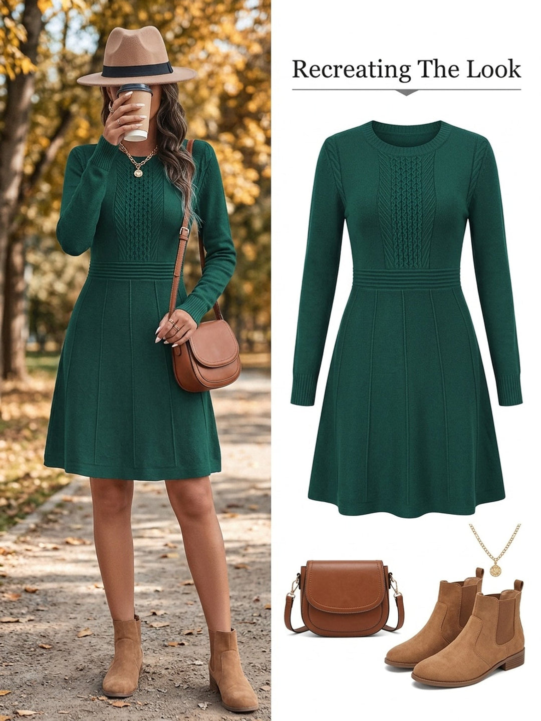 Rosalind Elegant A-Line Knit Dress, view 5 - Elena Harper