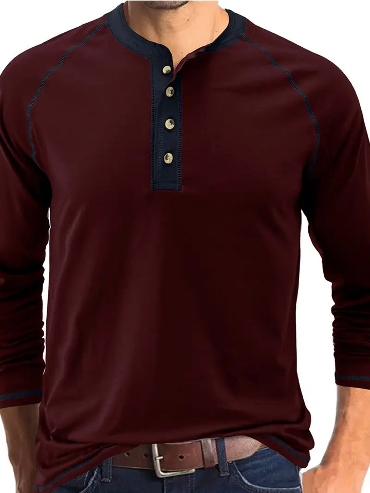 Simone Elegant Cotton Henley, view 2 - Elena Harper