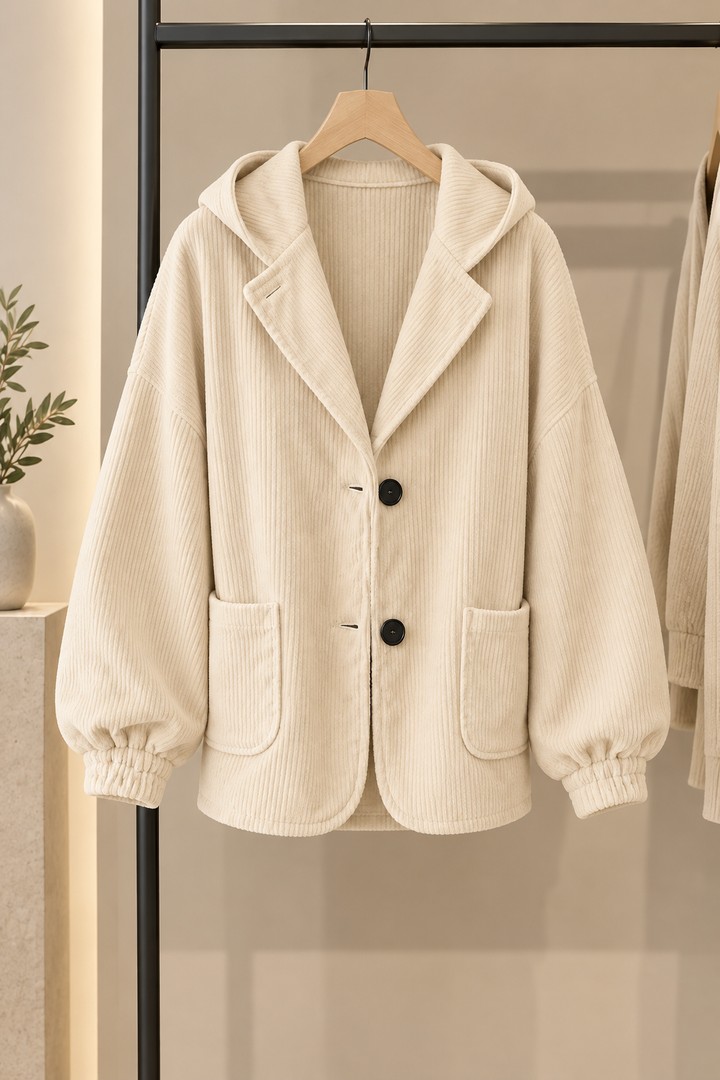 Women's Oversized Corduroy Hooded Jacket